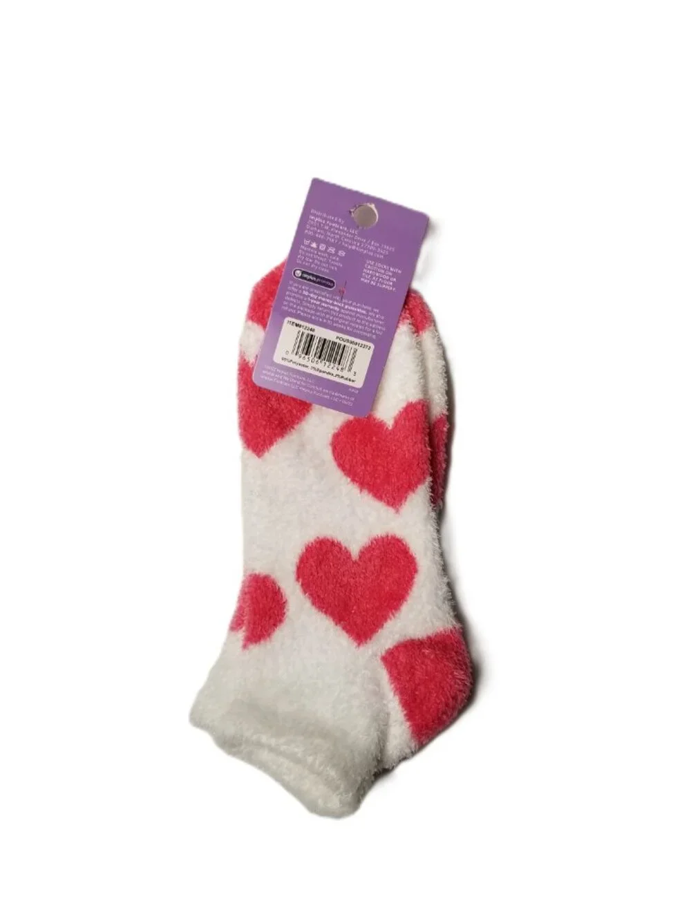Airplus Dream Socks Womens 5-10 White Pink Heart Fuzzy Lavender Infused NWT